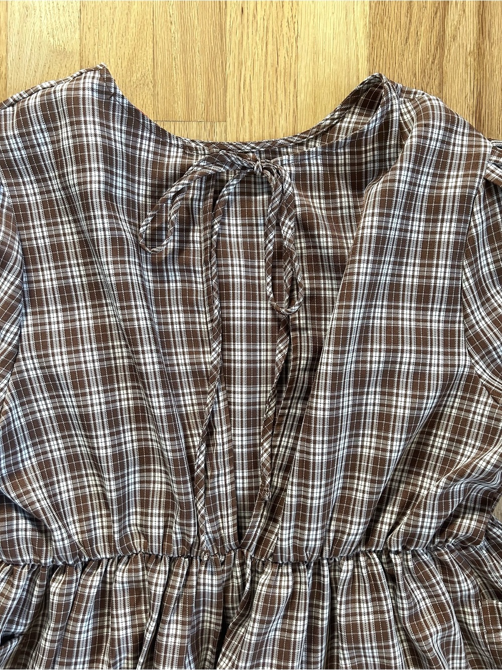 LISA SAYS GAH maxine long sleeve plaid midi dress brown fall size XL - Picture 11 of 12